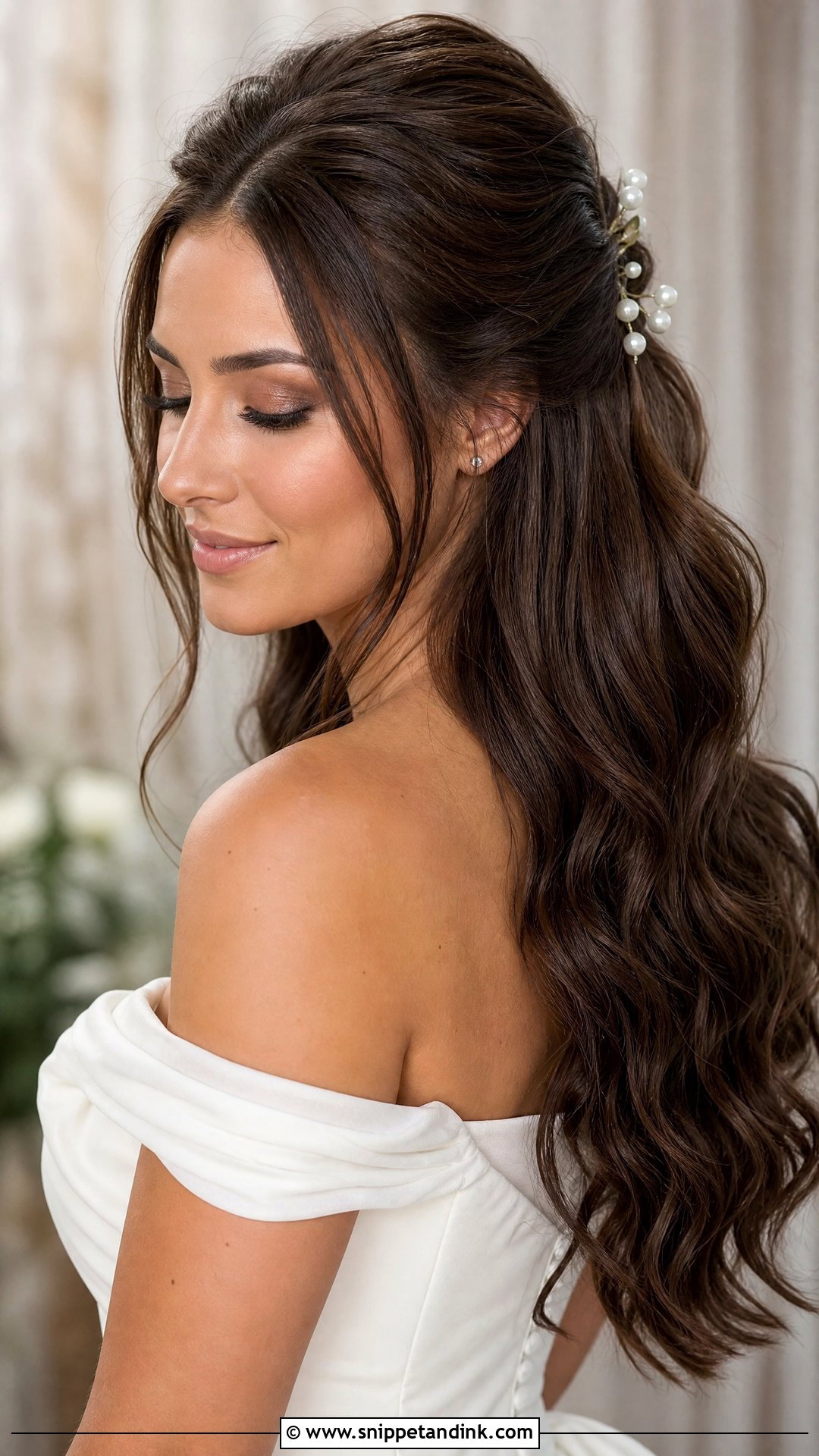 Brunette Bridal Half Up Half Down - Snippet and Ink - 15 Brunette Bridal Hairstyles