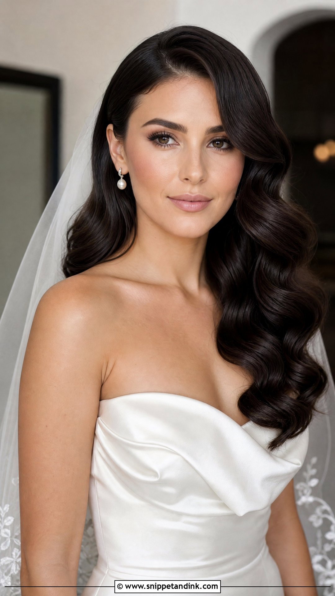 Brunette Bridal Hollywood Waves - Snippet and Ink - 15 Bride Brown Hair Ideas