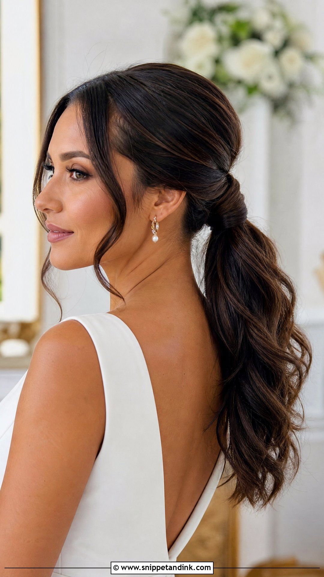 Brunette Bridal Ponytail - Snippet and Ink - 15 Brunette Bridal Hairstyles