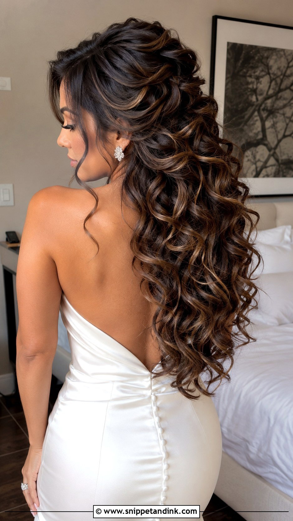 Brunette Cascading Curls for Brides - Snippet and Ink - 20 Bride Wedding Hair Down Ideas