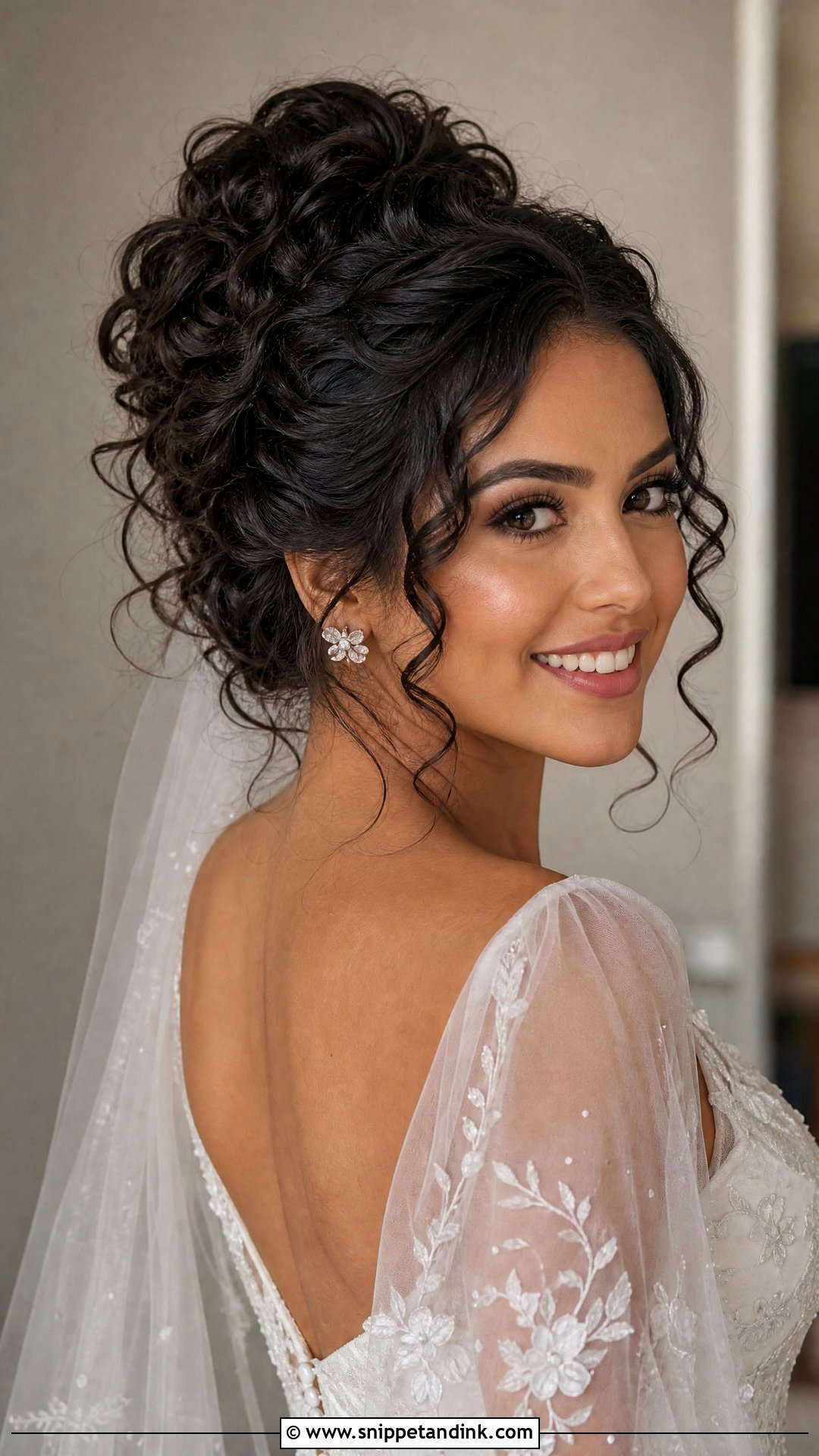 Brunette Curly Bridal Updo - Snippet and Ink - 15 Brunette Bridal Hair Updo Ideas