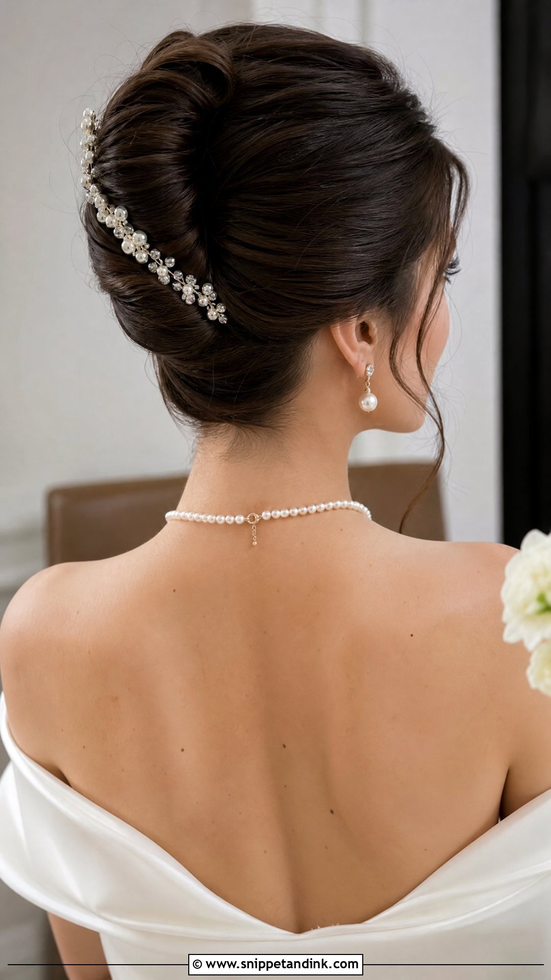 Brunette French Twist Bridal Updo - Snippet and Ink - 15 Brunette Bridal Hair Updo Ideas