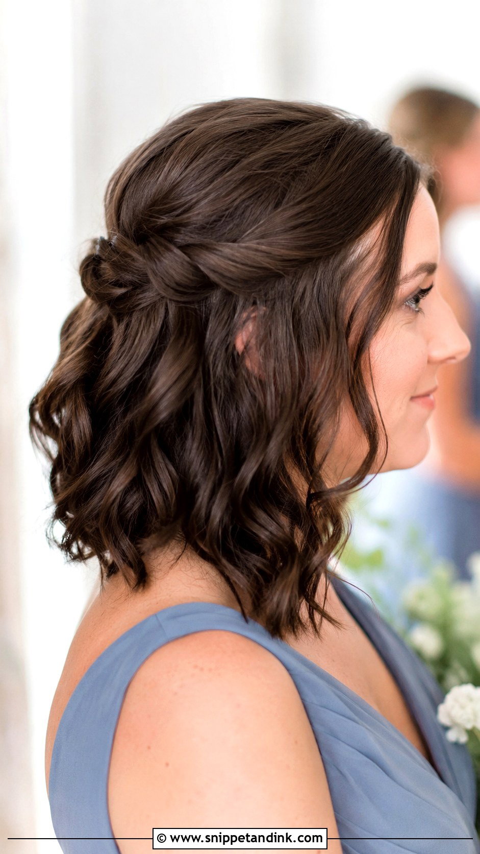 Brunette Half Up Half Down Bridesmaid Hair For Medium Hair - Snippet and Ink - 20 Bridesmaid Hairstyles Half Up Half Down Brunette