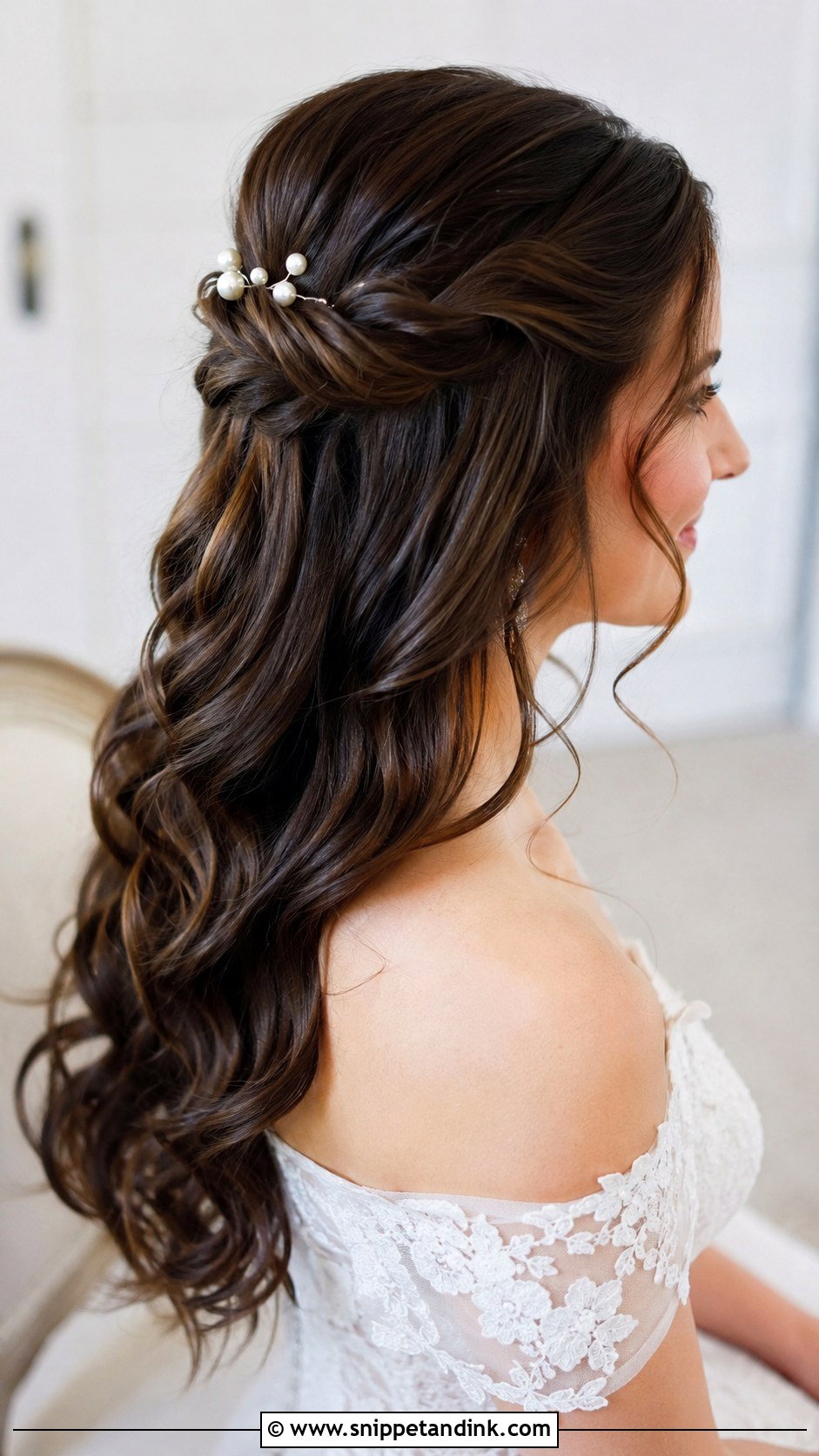 Brunette Half Up With Twisted Rope Braid - Snippet and Ink - 20 Brunette Half-Up Bridal Hair Ideas