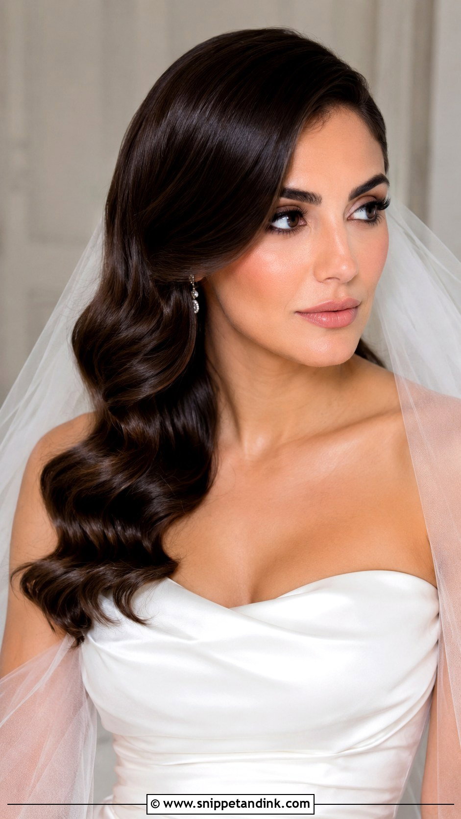 Brunette Hollywood Waves Bridal Hair - Snippet and Ink - 15 Hollywood Wave Bridal Hair Ideas