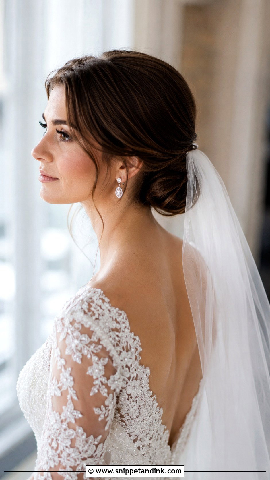 Brunette Low Bun Wedding Updo - Snippet and Ink - 25 Brunette Wedding Hairstyles