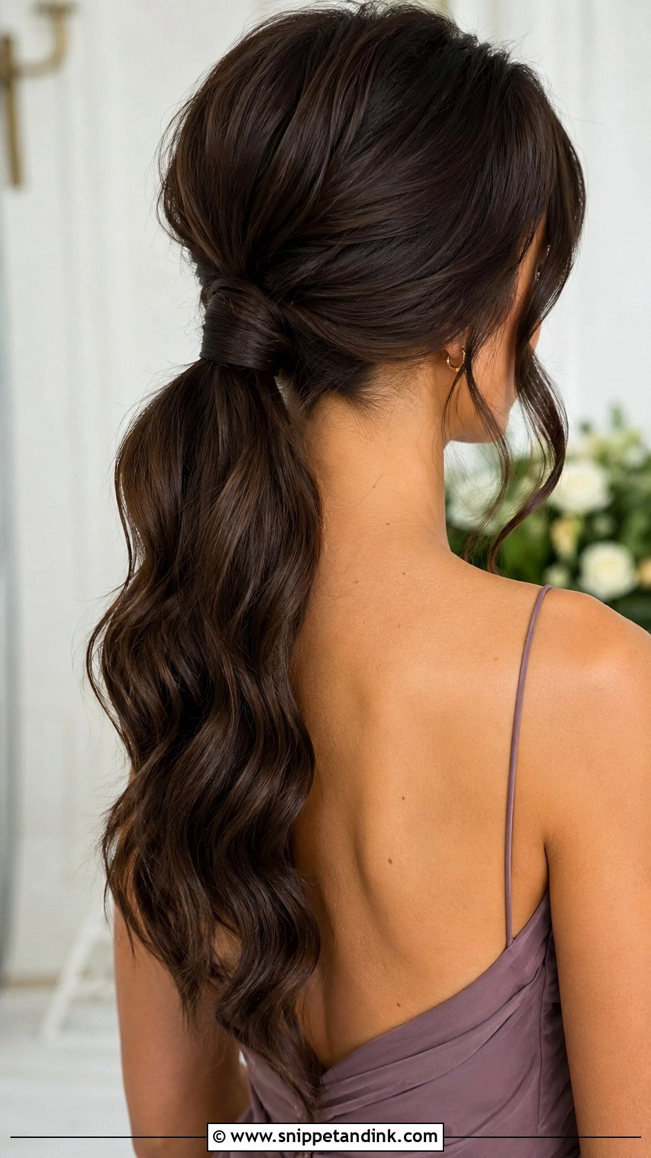 Brunette Low Ponytail Bridesmaid Hair - Snippet and Ink - 20 Bridesmaid Hairstyles Brunette