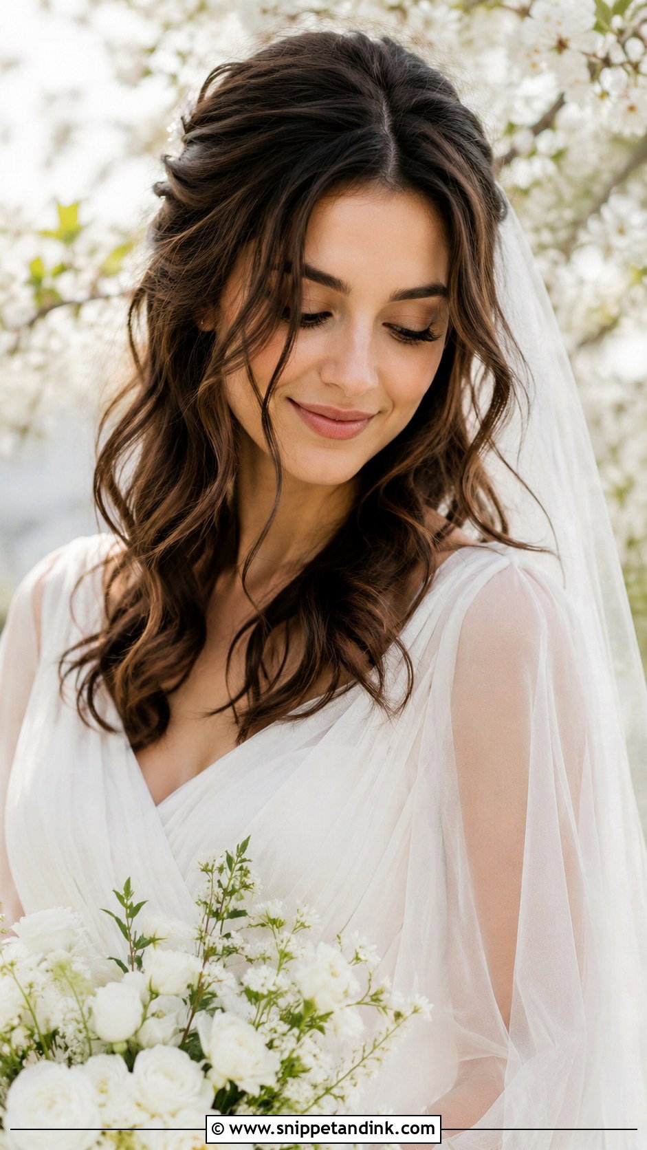 Brunette Soft Romantic Waves - Snippet and Ink - 25 Brunette Wedding Hairstyles