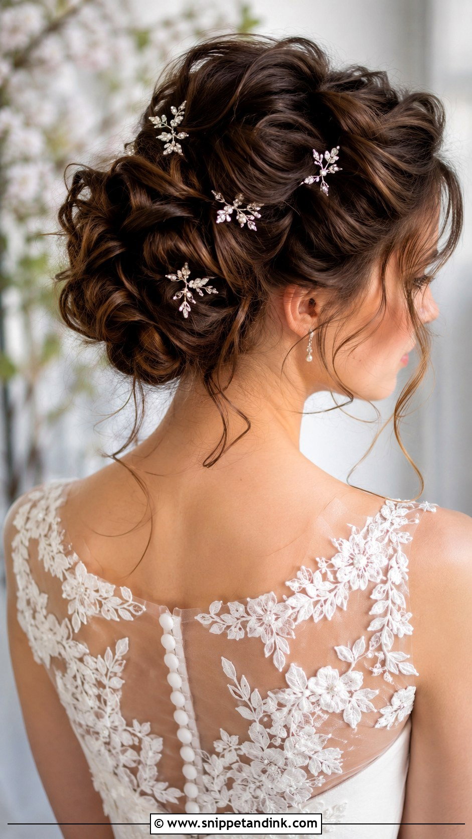 Brunette Twisted Updo With Curls - Snippet and Ink - 25 Brunette Wedding Hairstyles