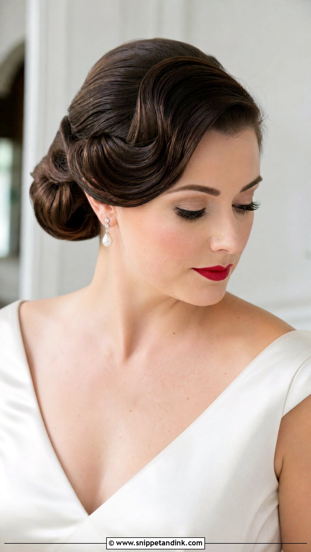 Brunette Vintage Bridal Updo - Snippet and Ink - 15 Brunette Bridal Hair Updo Ideas