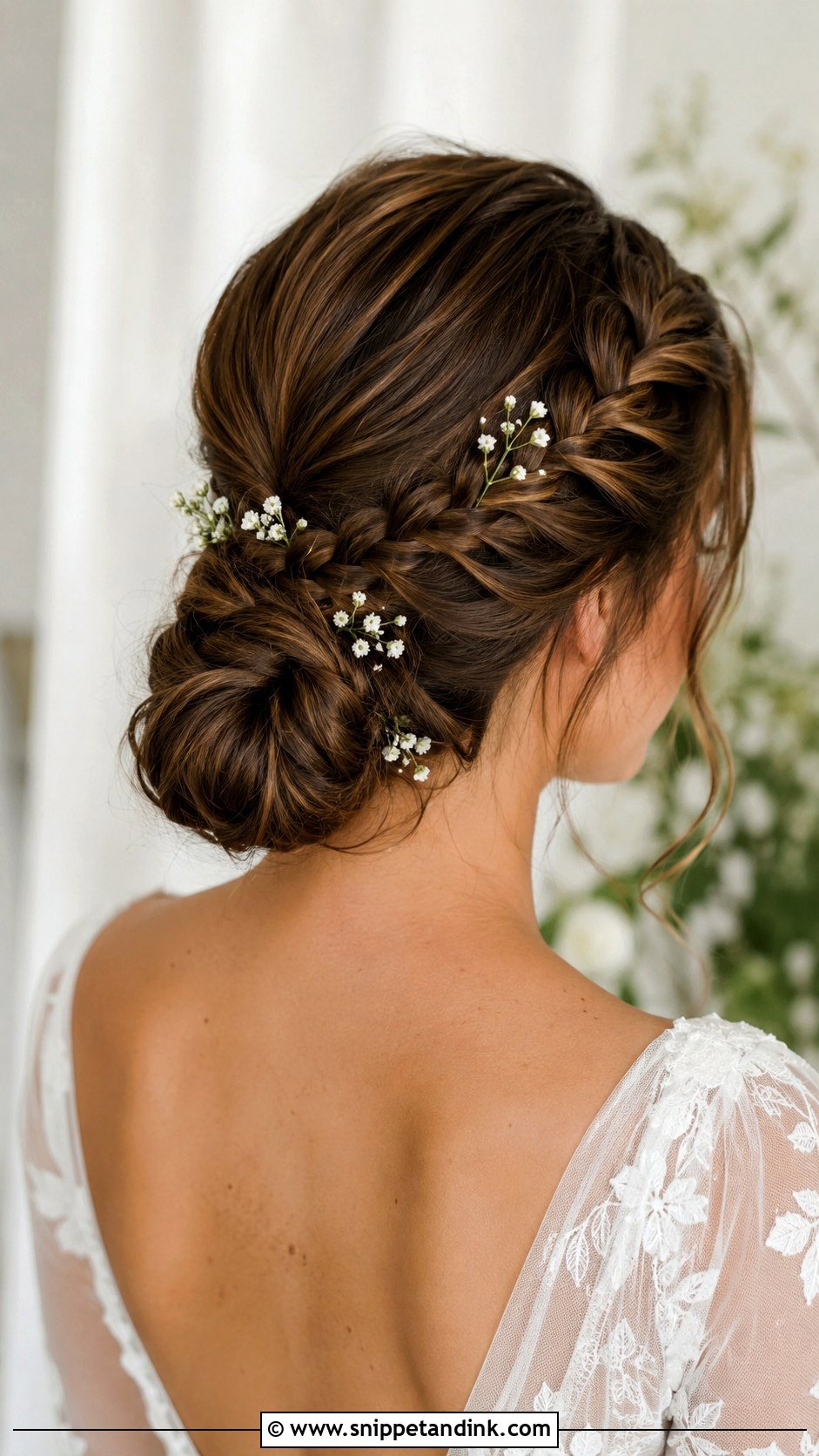 Brunette Wedding Braided Bun - Snippet and Ink - 15 Wedding Hair Up Brunette Ideas