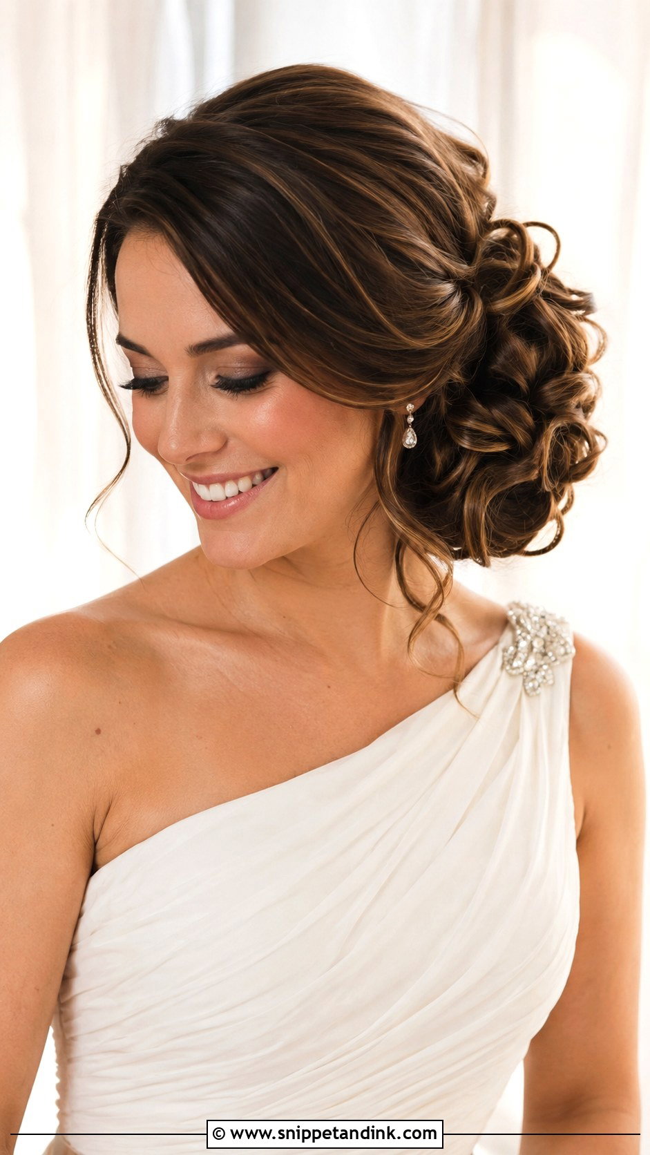 Brunette Wedding Bun With Face Framing Pieces - Snippet and Ink - 15 Wedding Hair Up Brunette Ideas