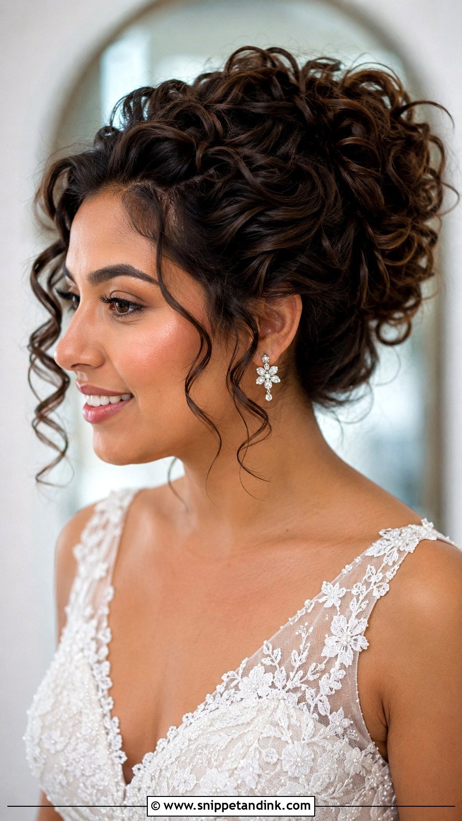 Brunette Wedding Curly Updo - Snippet and Ink - 15 Wedding Hair Up Brunette Ideas