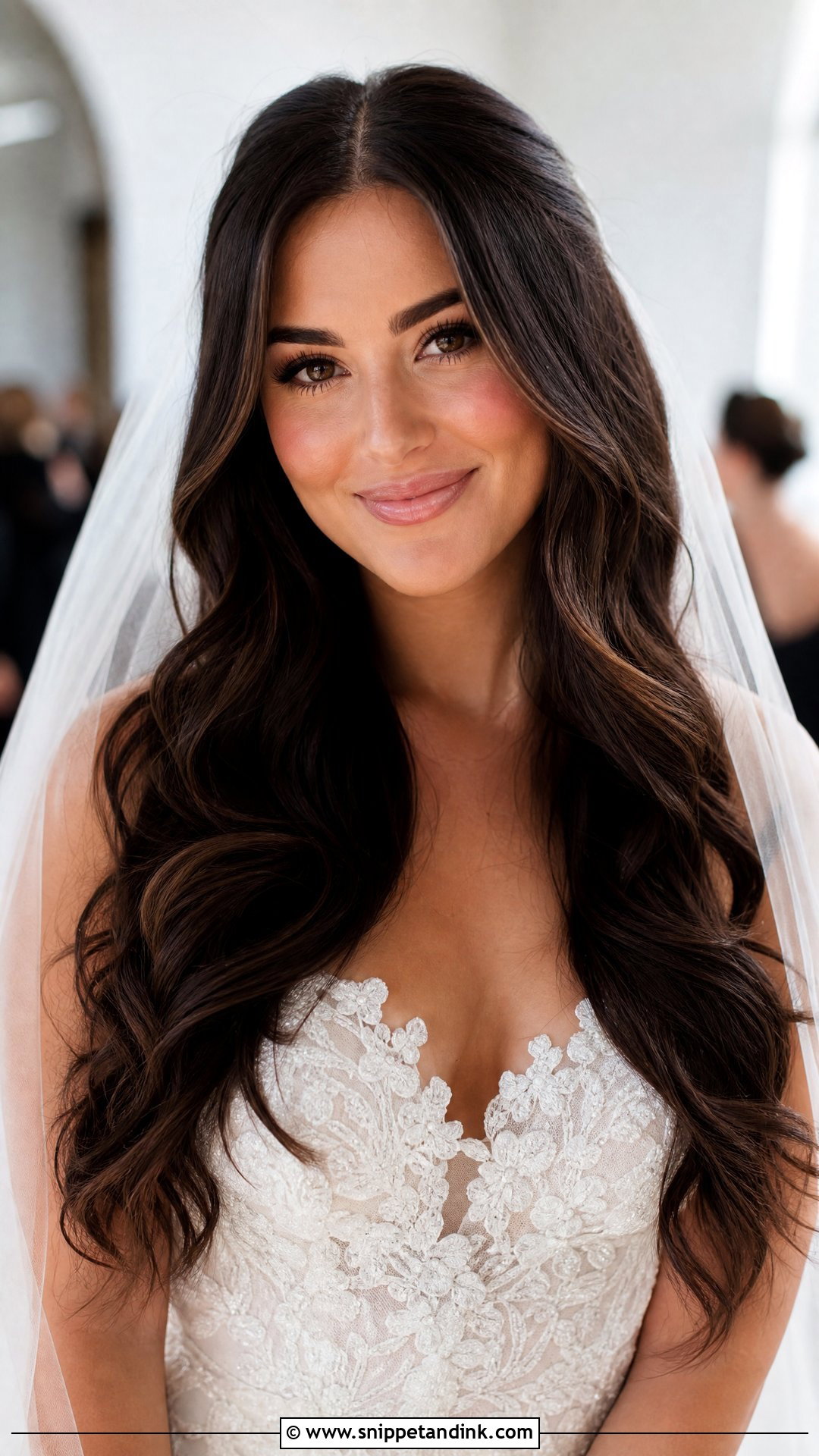Brunette Wedding Hair Down For Long Hair - Snippet and Ink - 15 Brunette Wedding Hairstyles Down