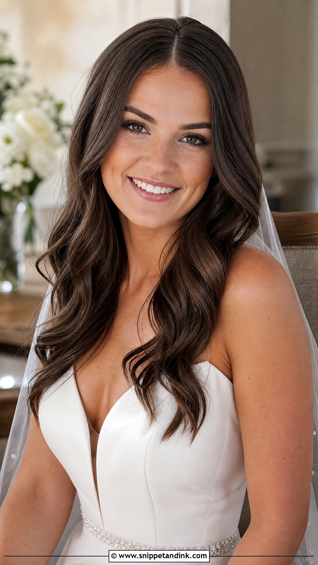 Brunette Wedding Hair Down With Loose Waves - Snippet and Ink - 15 Brunette Wedding Hairstyles Down