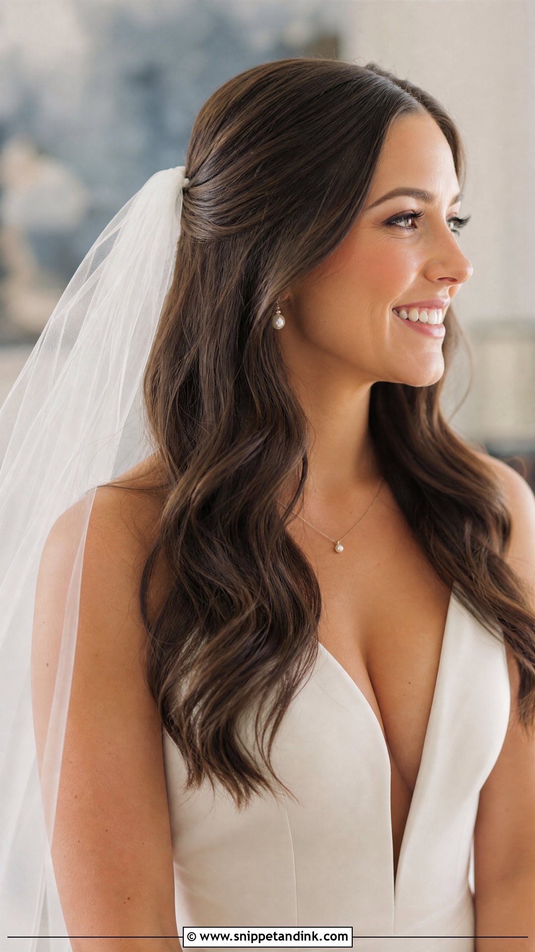 Brunette Wedding Hair Down With Veil - Snippet and Ink - 15 Brunette Wedding Hairstyles Down