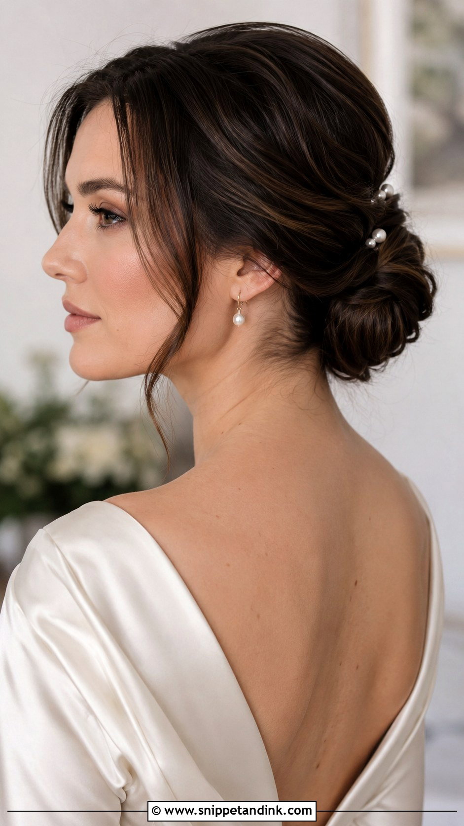 Brunette Wedding Low Chignon - Snippet and Ink - 15 Wedding Hair Up Brunette Ideas