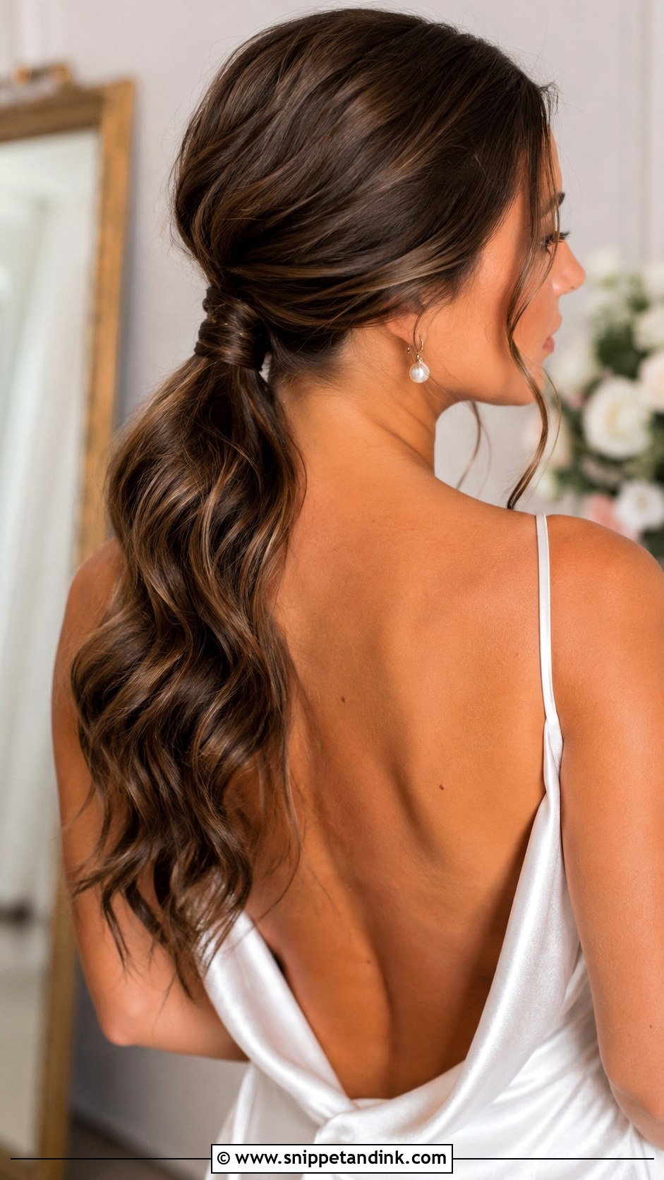 Brunette Wedding Low Ponytail - Snippet and Ink - 15 Wedding Hair Up Brunette Ideas