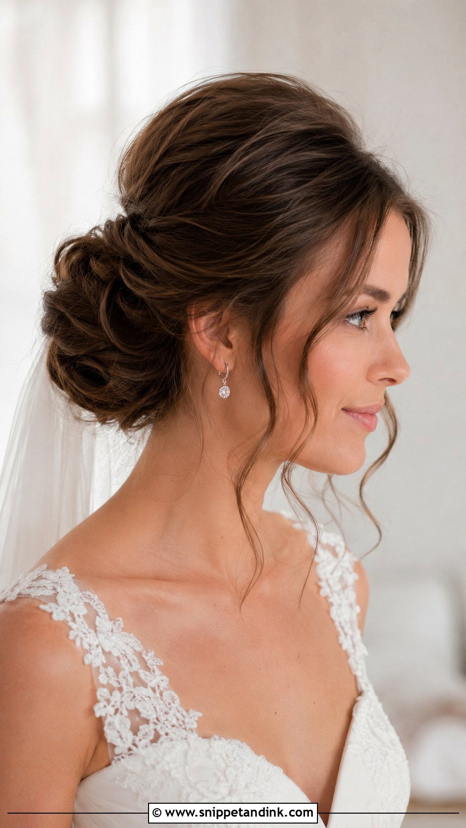 Brunette Wedding Side Bun - Snippet and Ink - 15 Wedding Hair Up Brunette Ideas