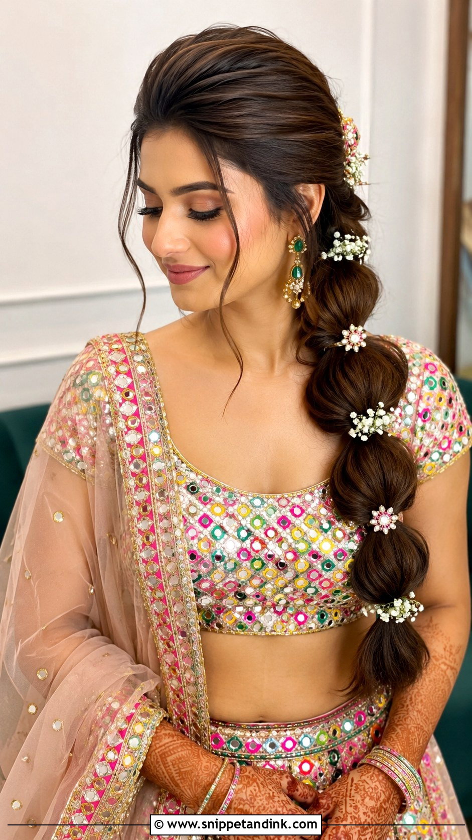 Bubble Braid For Mehendi Bride - Snippet and Ink - 20 Mehendi Brides Braids Hairstyles