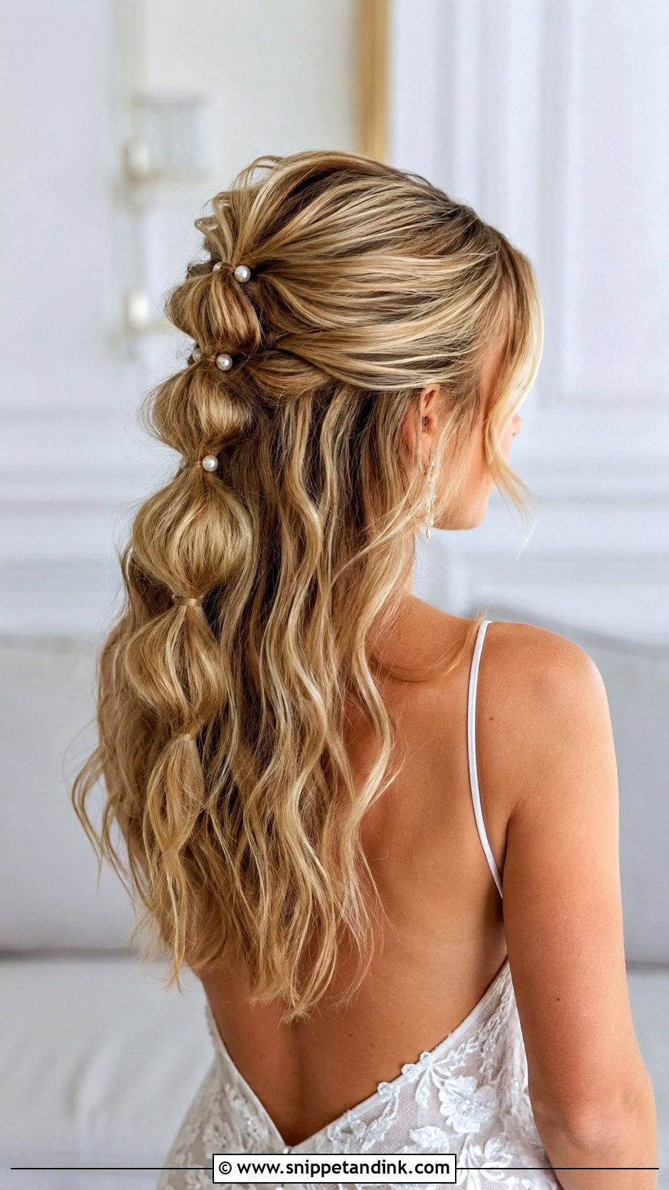 Bubble Braid Half Up Wedding Style - Snippet and Ink - 20 Bride Half-Up Half-Down Ideas