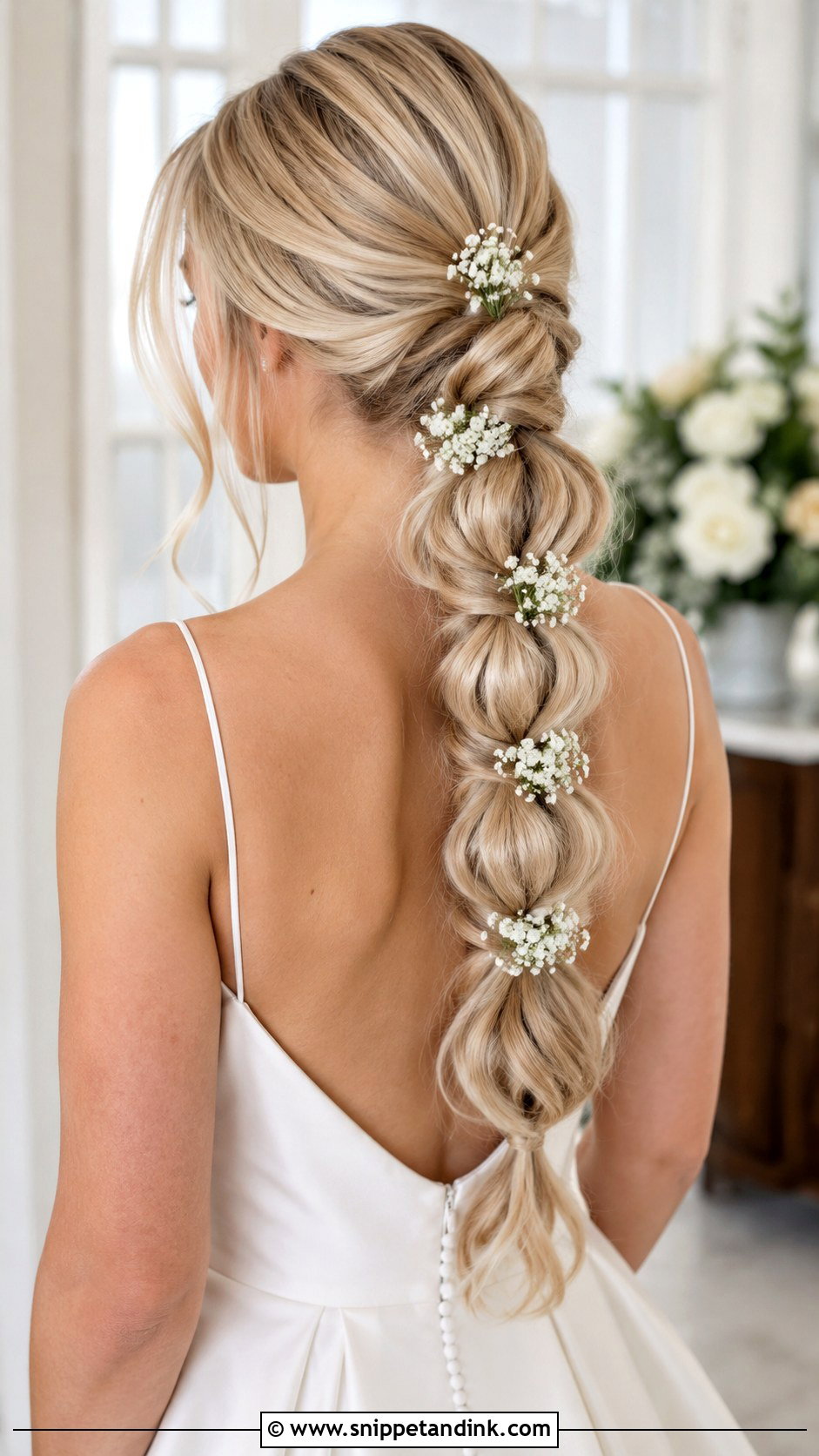 Bubble Braid Wedding Hair With Flowers - Snippet and Ink - 15 Wedding Hairstyles for Long Hair with Flowers