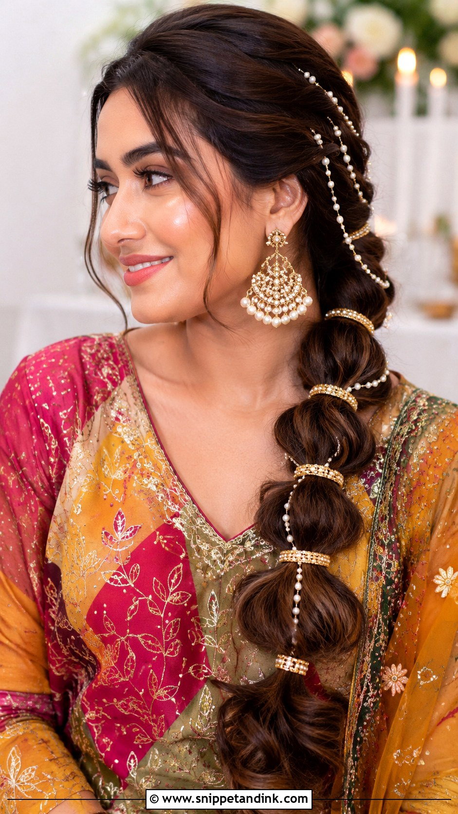 Bubble Braid With Accessories - Snippet and Ink - 30 Indian Hairstyle for Wedding Ideas