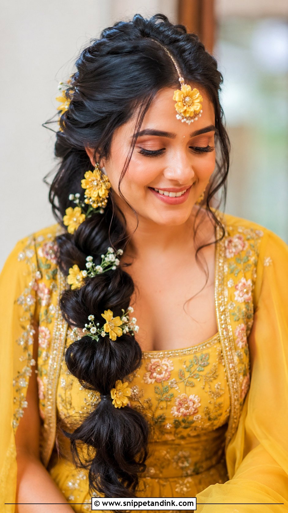 Bubble Braid With Flowers - Snippet and Ink - 20 Indian Bridal Hair Ideas