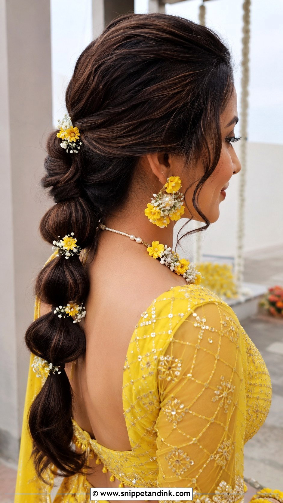 Bubble Braid With Flowers - Snippet and Ink - 25 Haldi Bride Hairstyle Ideas