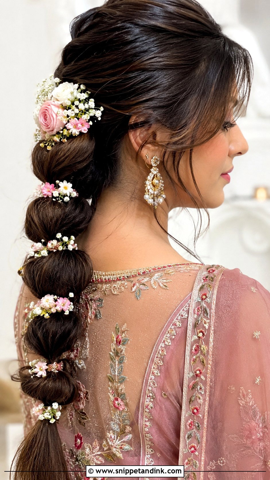 Bubble Braid With Flowers - Snippet and Ink - 25 Mehndi Hairstyles for Bride Sister