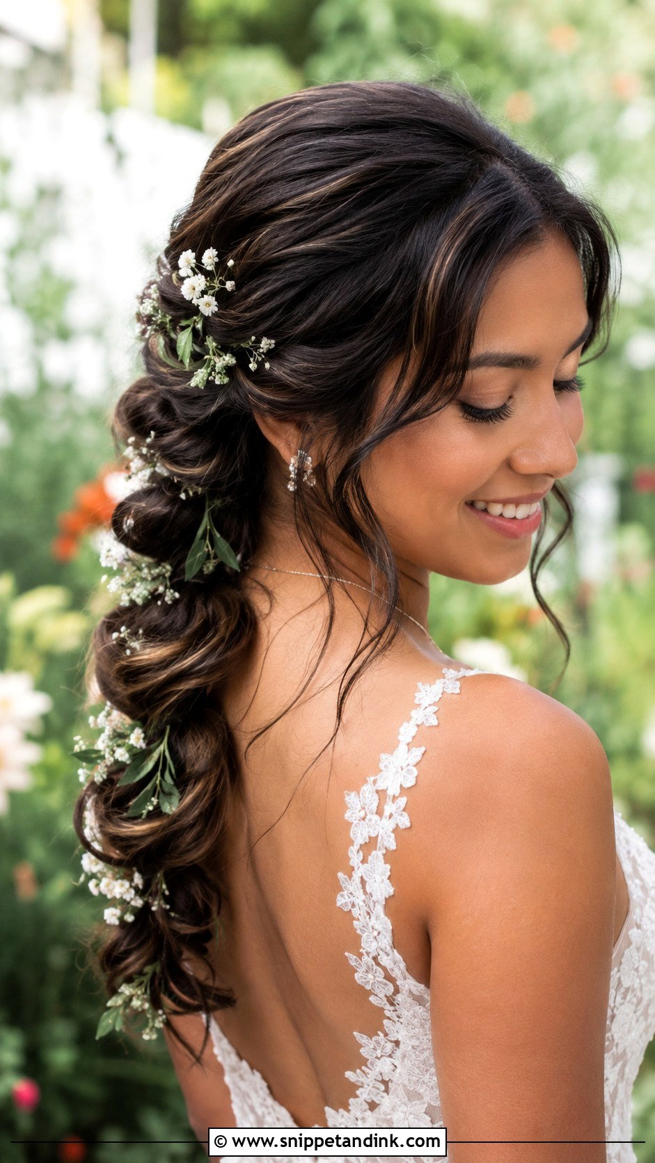 Bubble Braid With Flowers Wedding Hair - Snippet and Ink - 20 Bubble Braid Wedding Hair Ideas