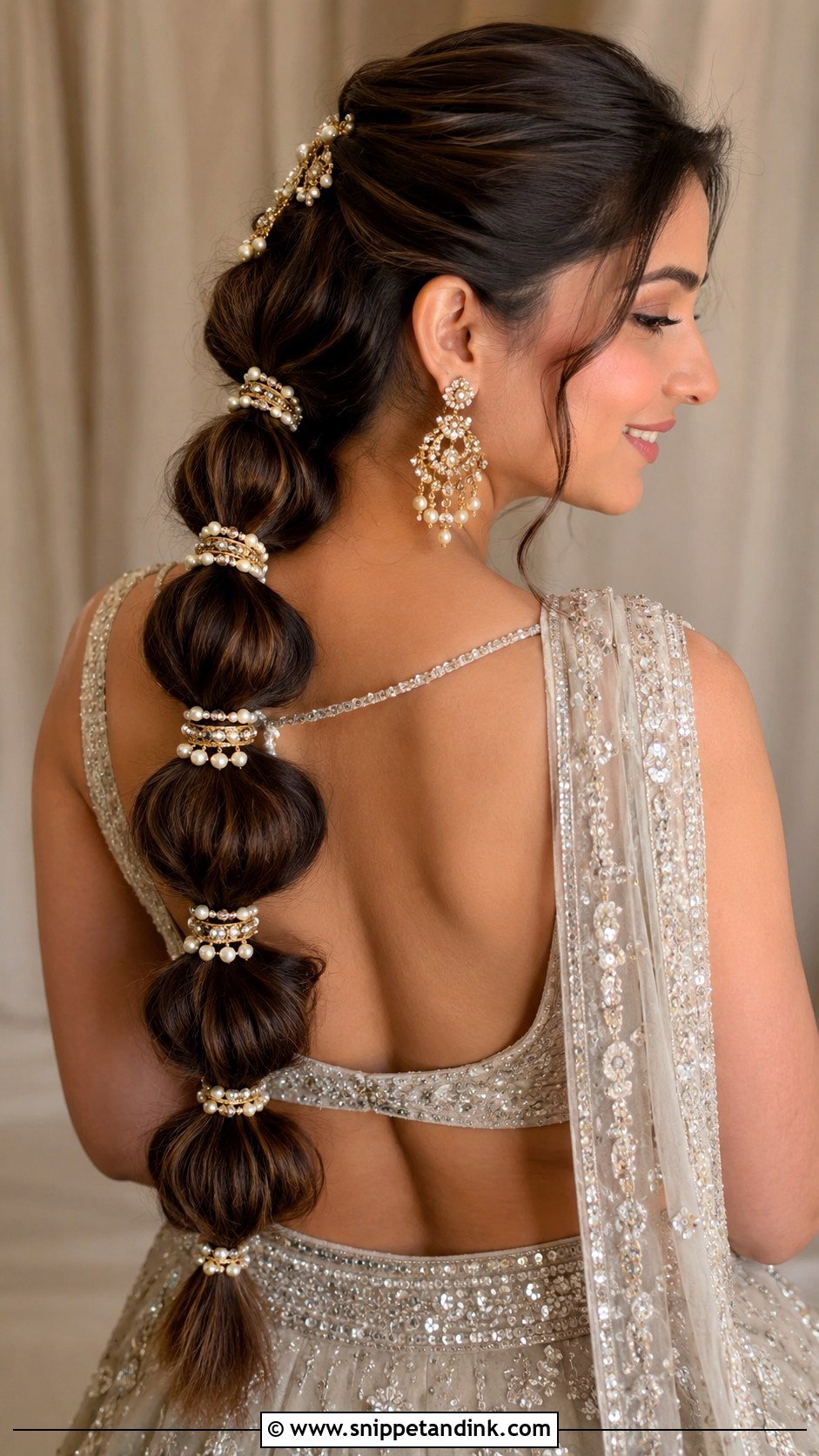 Bubble Braid With Pearls - Snippet and Ink - 25 Indian Braided Hairstyles for Wedding