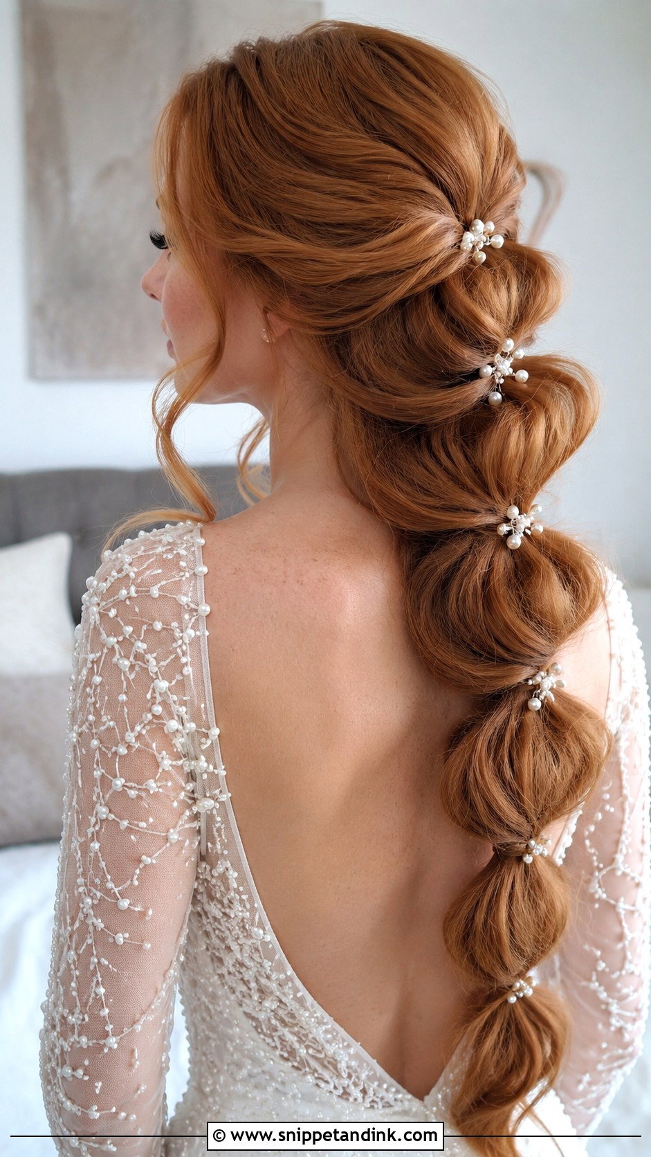 Bubble Braid With Pearls Wedding Hair - Snippet and Ink - 20 Bubble Braid Wedding Hair Ideas