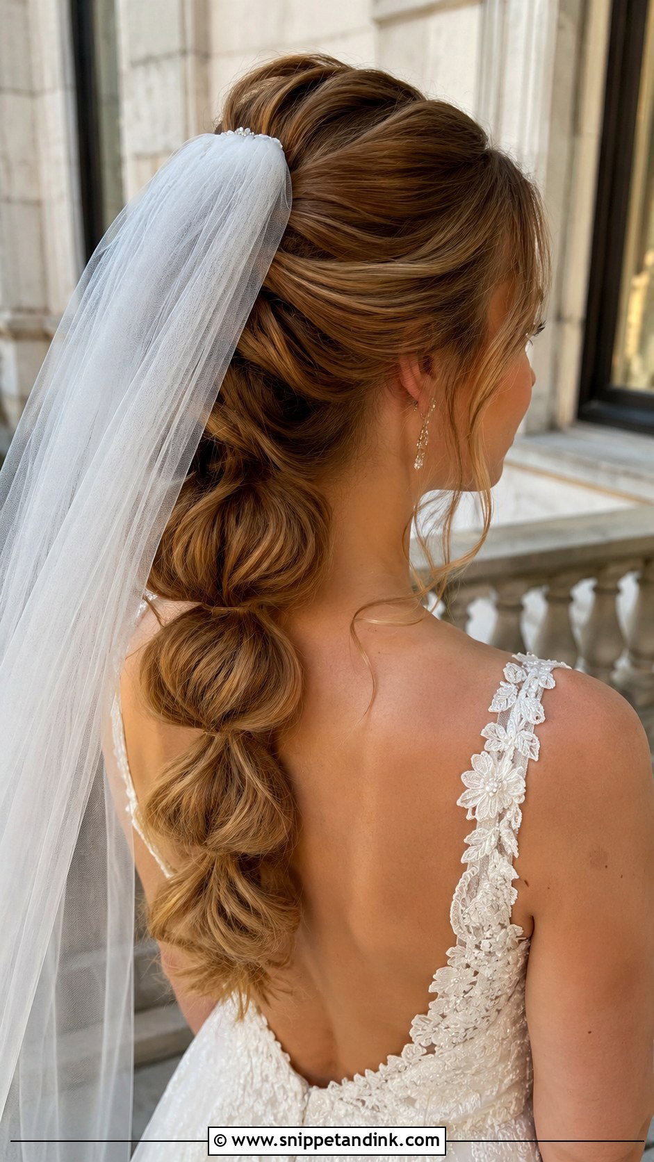 Bubble Braid With Veil Wedding Hair - Snippet and Ink - 20 Bubble Braid Wedding Hair Ideas