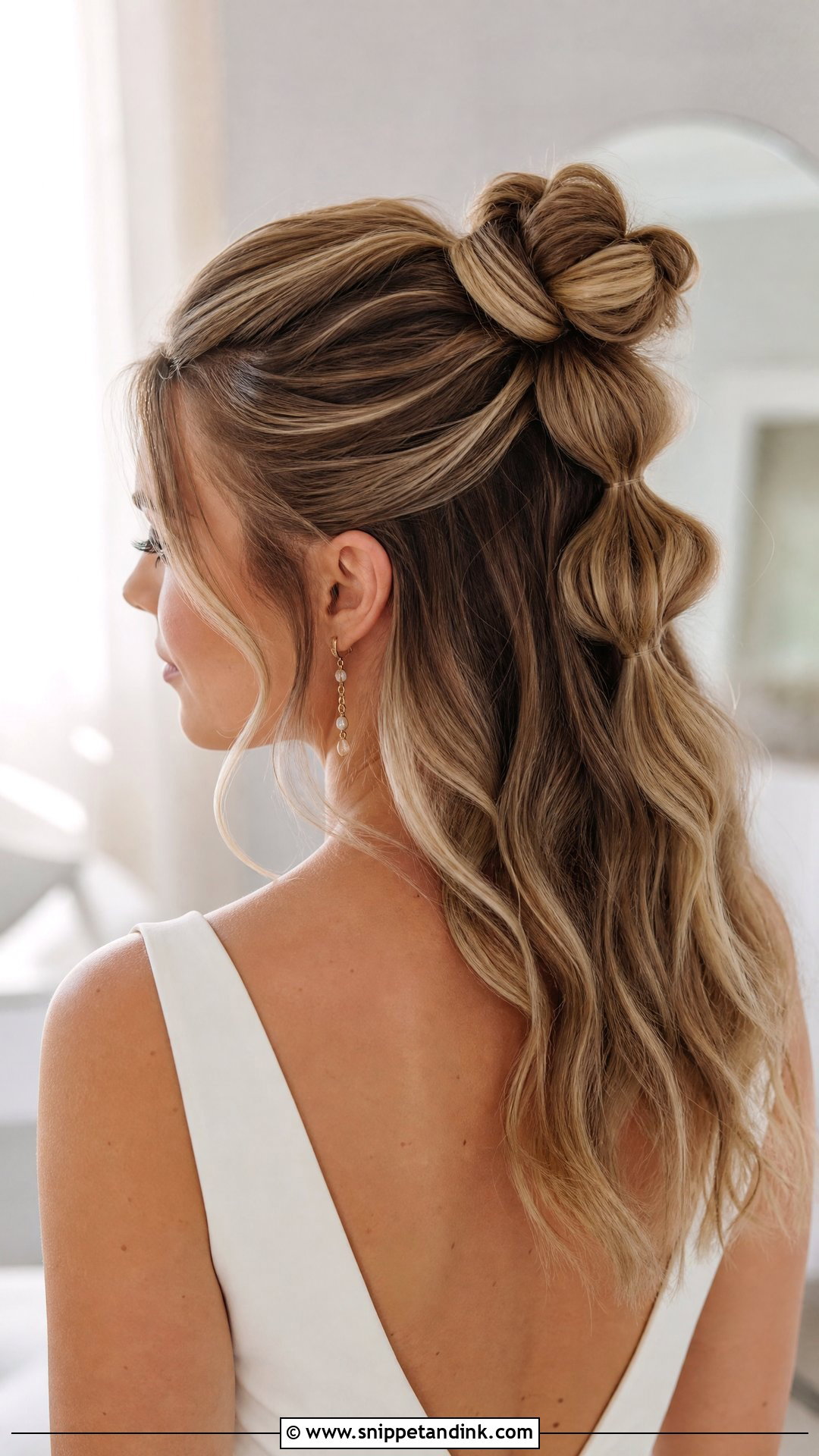 Bubble Half Up Bun - Snippet and Ink - 20 Half-Up Half-Down Bun Wedding Hair Ideas