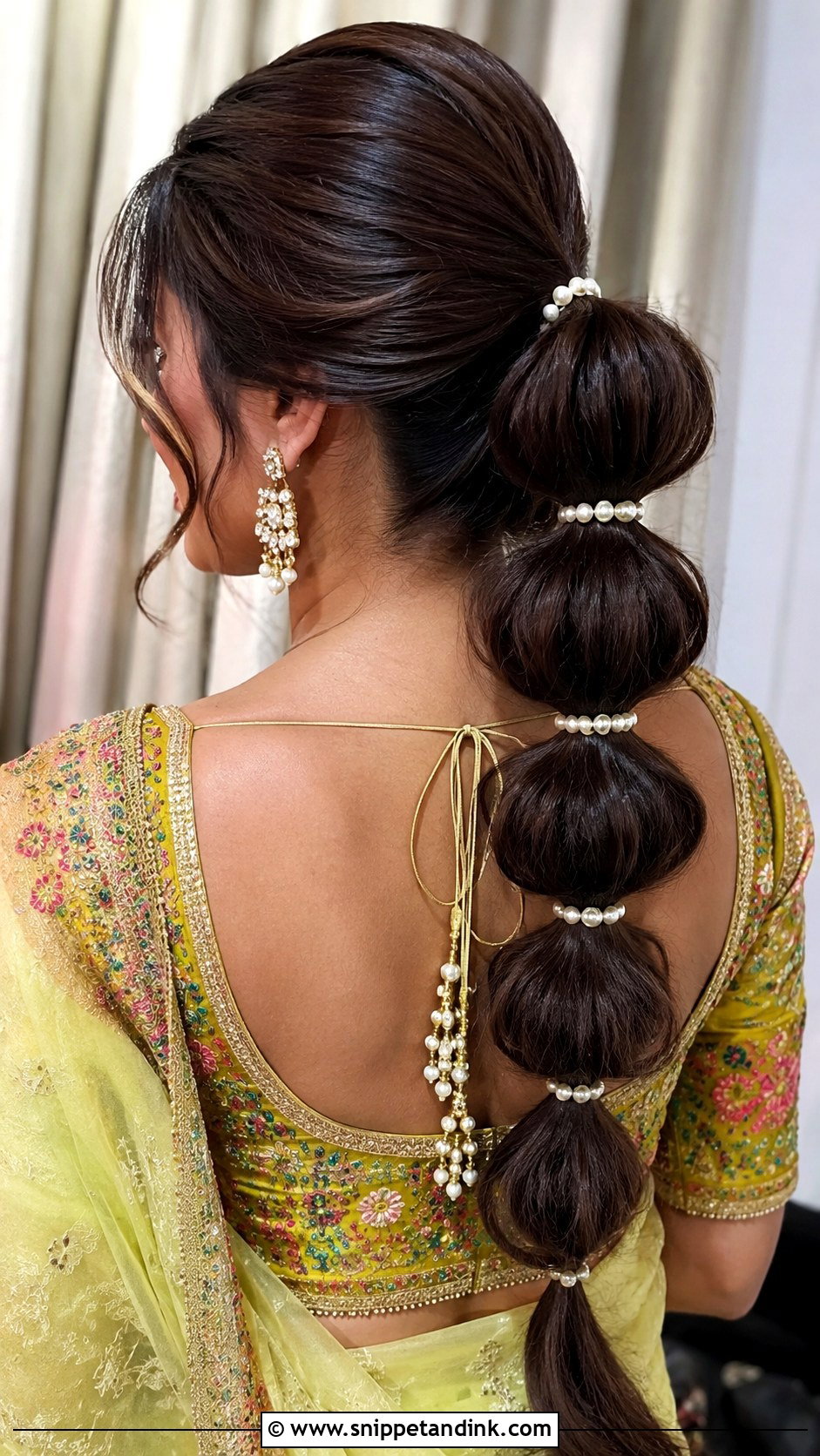 Bubble Ponytail Bridesmaid Hairstyle for Saree - Snippet and Ink - 25 Bridesmaid Hairstyles for Saree