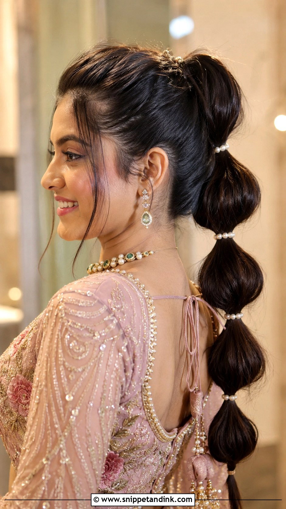 Bubble Ponytail Hairstyle For Indian Wedding - Snippet and Ink - 20 Hair Styles for Indian Wedding Guest