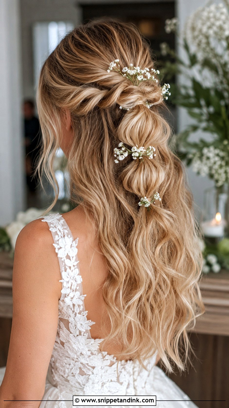 Bubble Ponytail Half Up Wedding Hair - Snippet and Ink - 20 Medium Half-Up Half-Down Wedding Hair Ideas