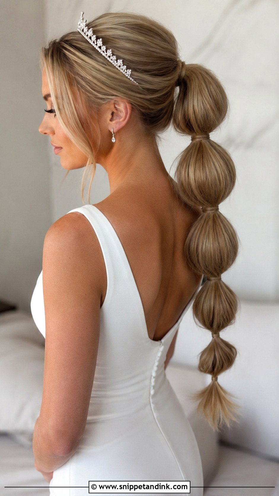 Bubble Ponytail With Tiara - Snippet and Ink - 20 Bridal Hair with Tiara Ideas