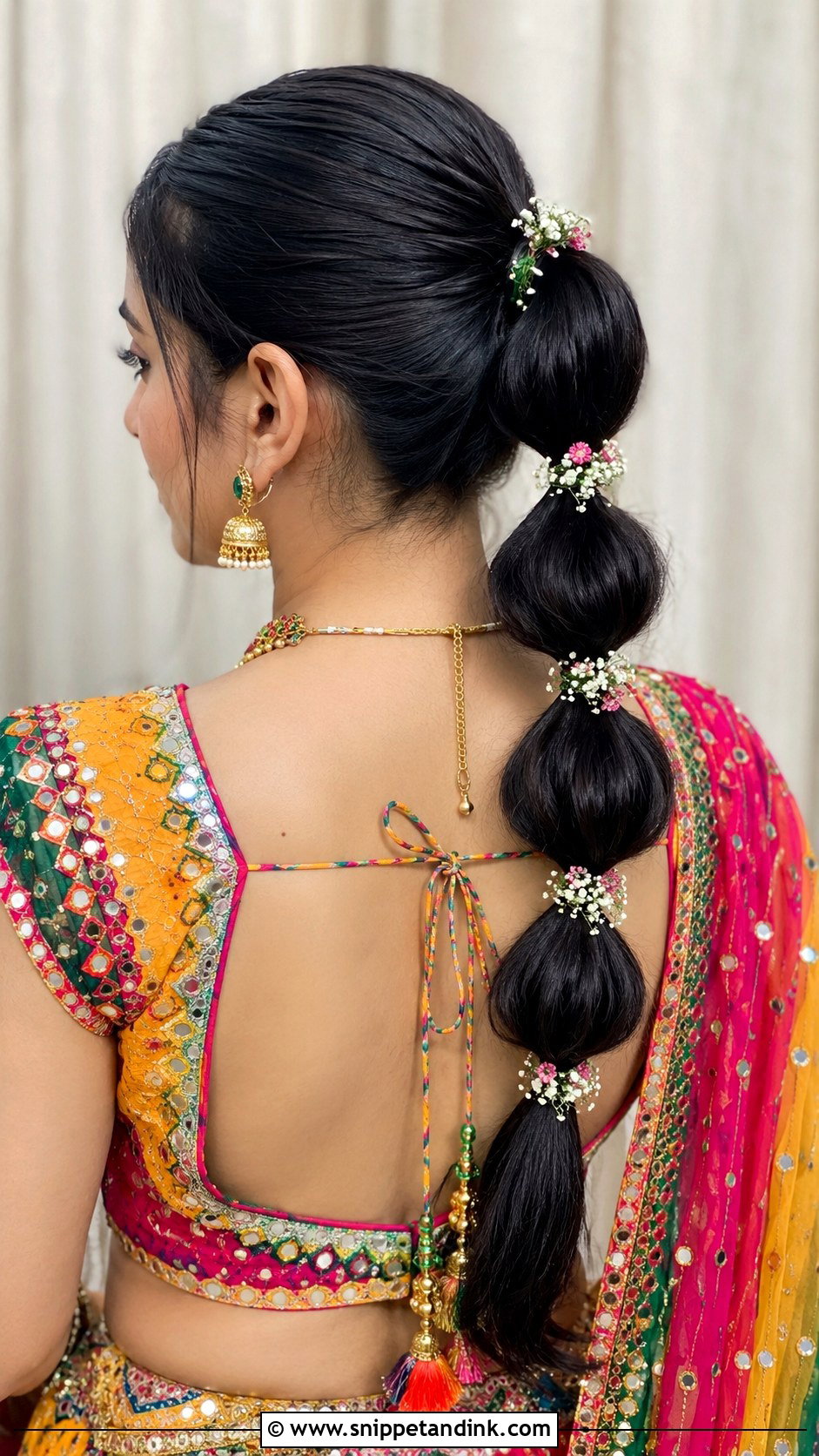 Bubble Ponytail for Garba - Snippet and Ink - 20 Indian Non Bridal Hairstyles