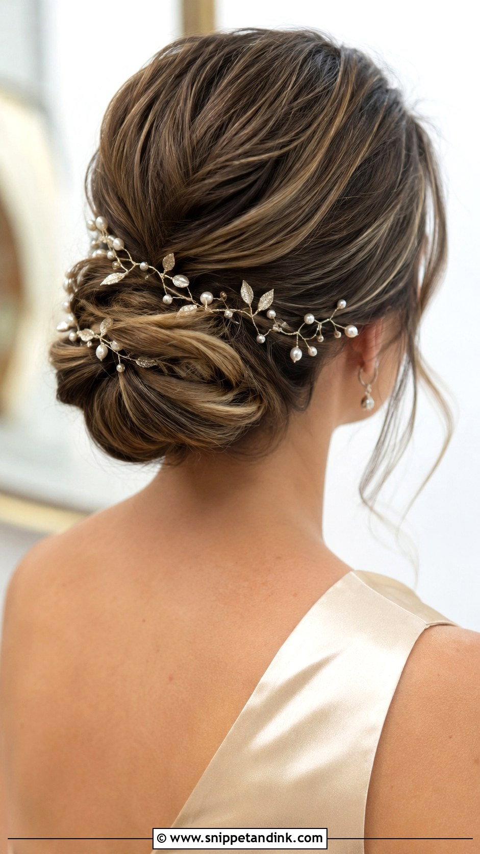 Bun Bridesmaid Hair With Hair Vine - Snippet and Ink - 20 Bun Bridesmaid Hair Ideas