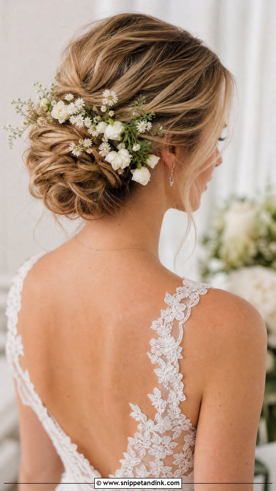 Bun Wedding Hairstyle With Flowers - Snippet and Ink - 15 Buns Hairstyles Wedding