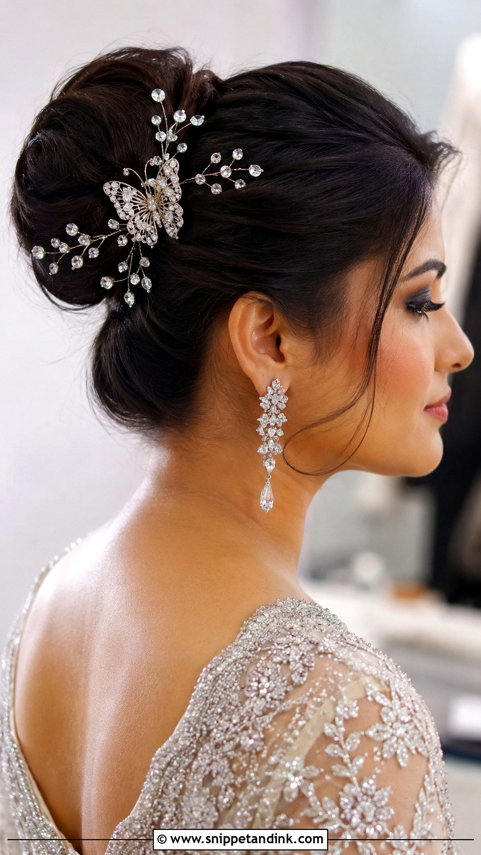 Bun With Bejeweled Accessories - Snippet and Ink - 30 Indian Bridal Bun Hairstyles