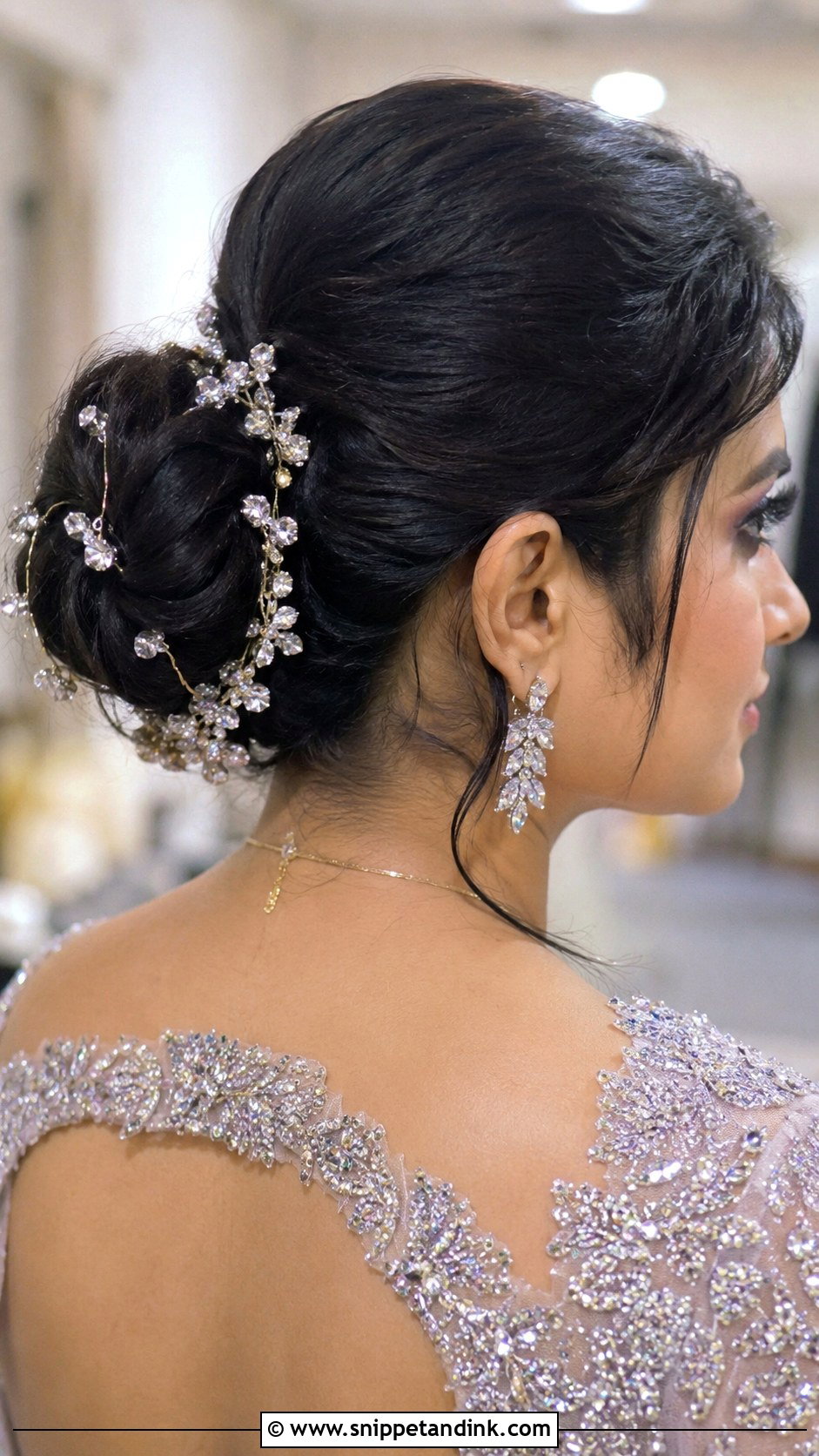 Bun With Bejeweled Hairpins - Snippet and Ink - 20 Indian Hair Styles for Weddings