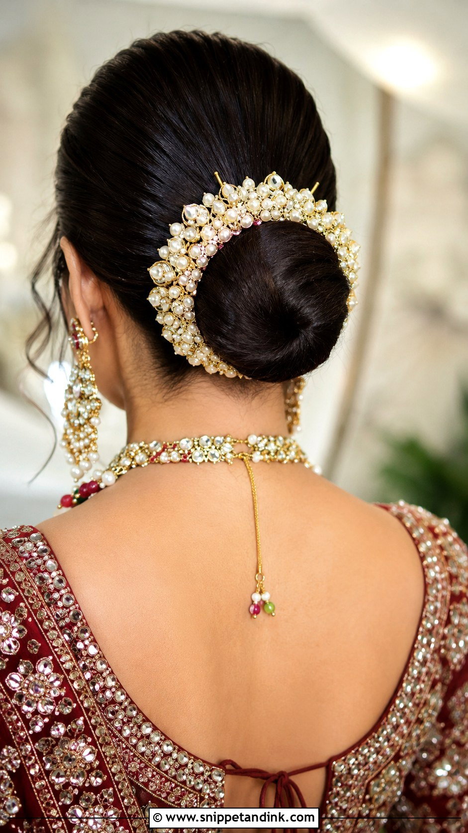 Bun With Bejewelled Juda Holder - Snippet and Ink - 20 Ban Hairstyle Indian Wedding Ideas