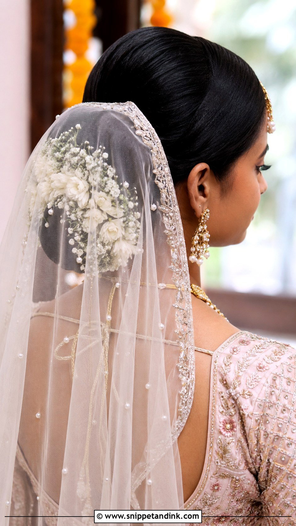 Bun With Bridal Veil - Snippet and Ink - 35 South Indian Wedding Hairstyles
