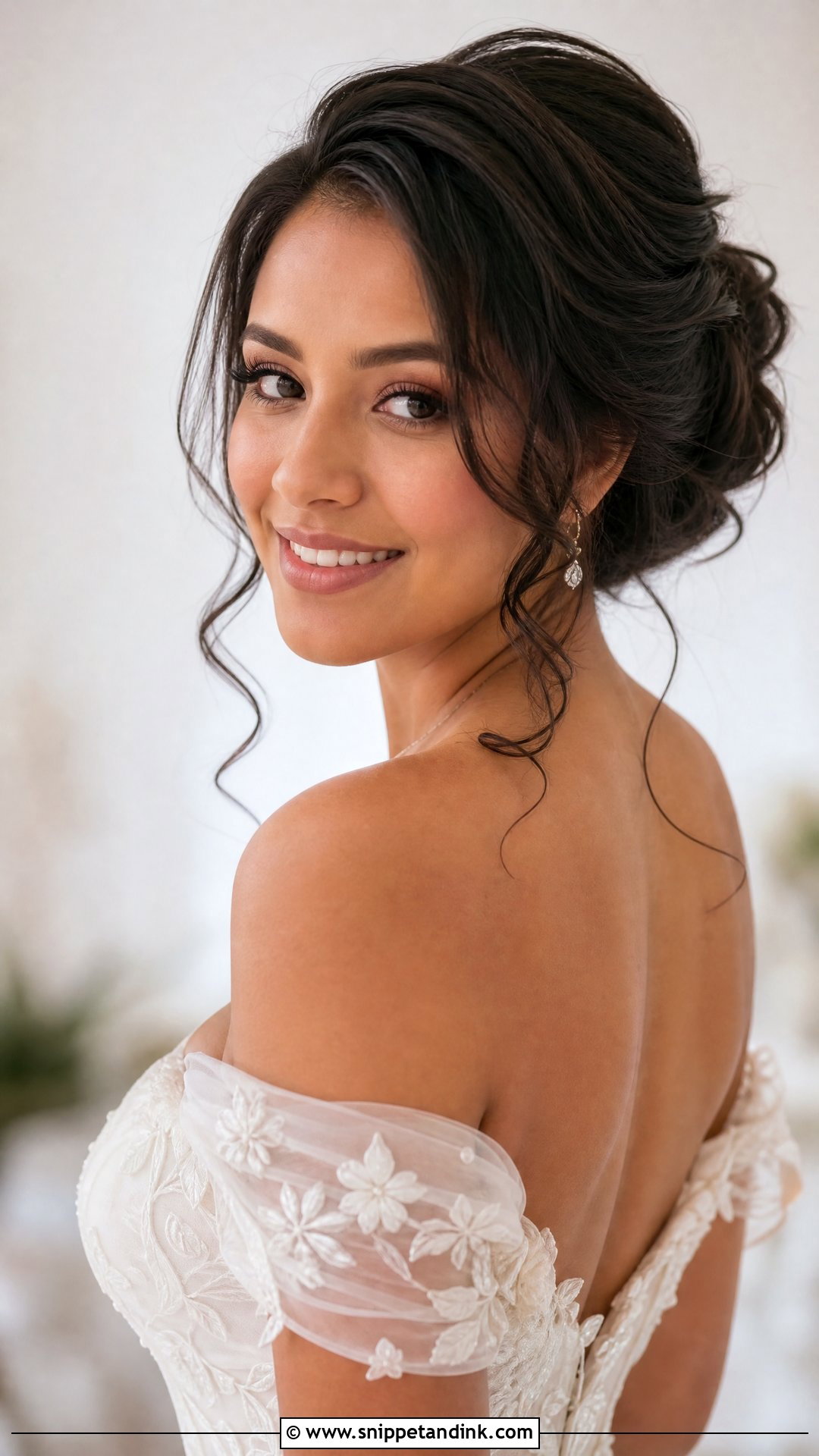 Bun With Cascading Tendrils for Brides - Snippet and Ink - 30 Bridal Bun Hairstyles