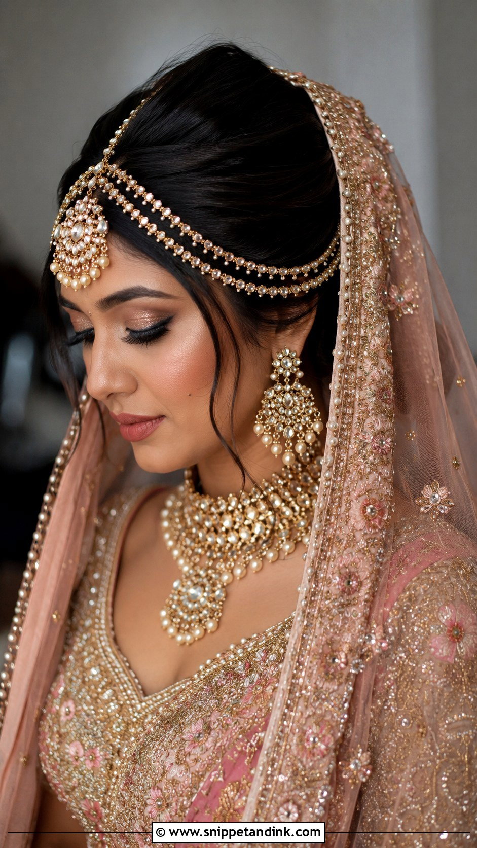 Bun With Dupatta Draped Look - Snippet and Ink - 20 Ban Hairstyle Indian Wedding Ideas