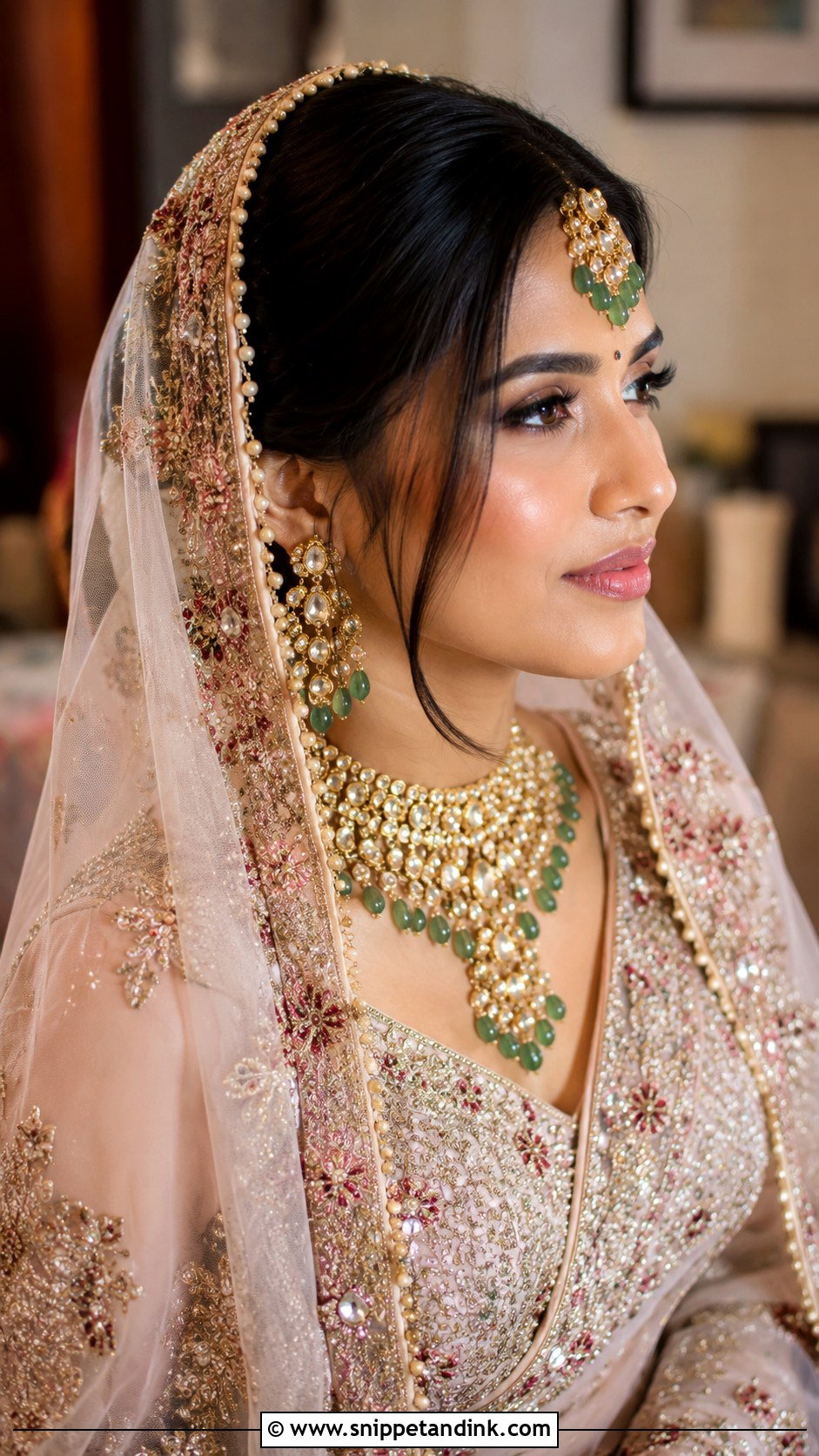 Bun With Dupatta Draping - Snippet and Ink - 30 Indian Hairstyles for Weddings