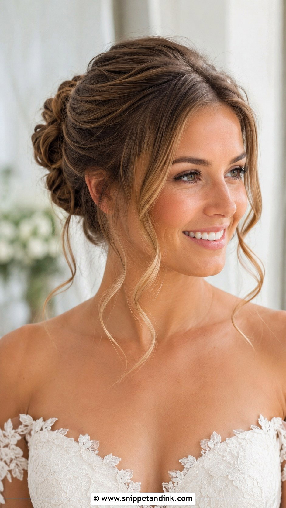 Bun With Face Framing Tendrils for Brides - Snippet and Ink - 25 Bride Hair Bun Ideas